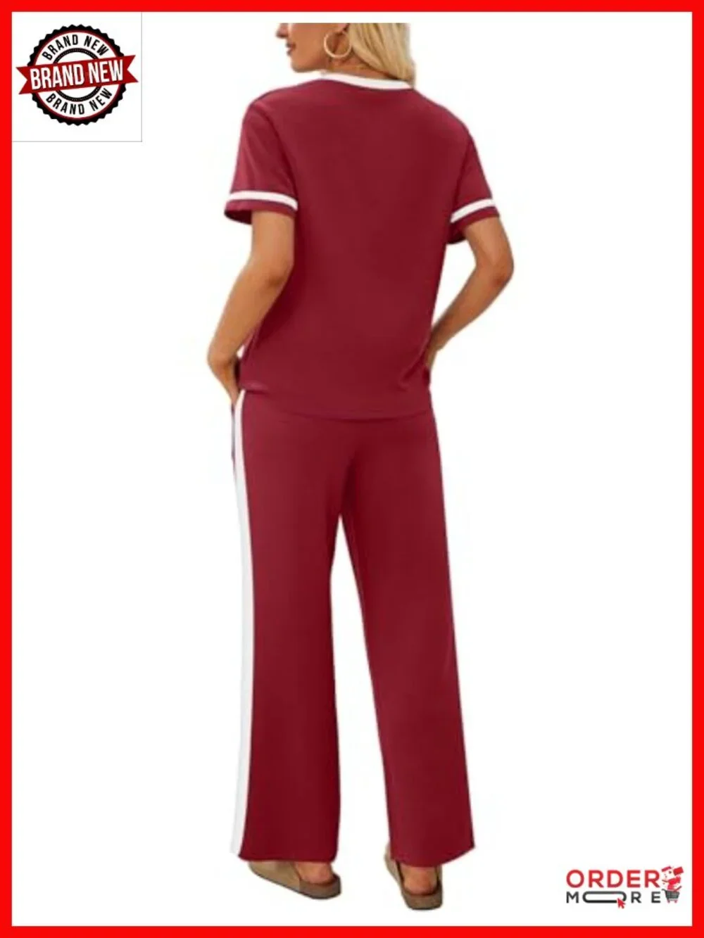 2 Piece Matching Set Lounge Set Wide Leg Pants with Pockets Short Sleeve Top